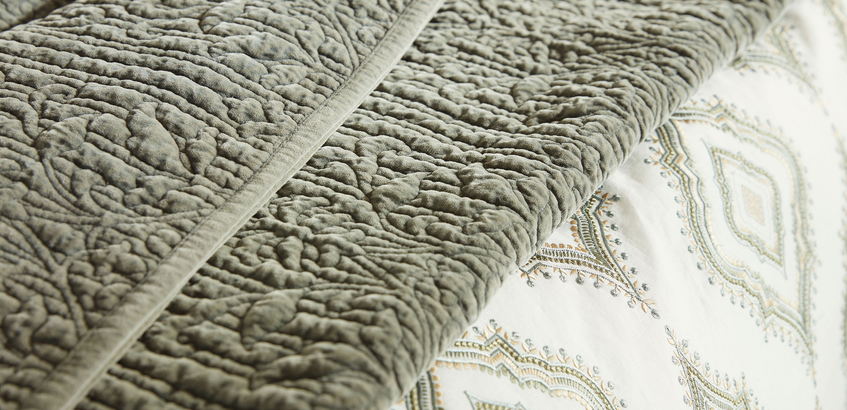 Garment-Dyed Velvet Quilted Coverlet and Shams Set, Sage_5