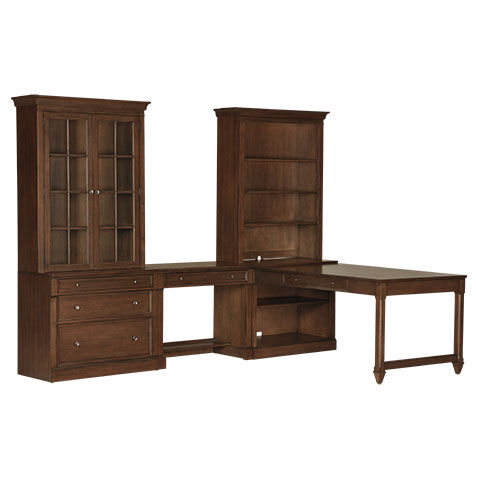 Continental Double Office Island with Bridge Desk image