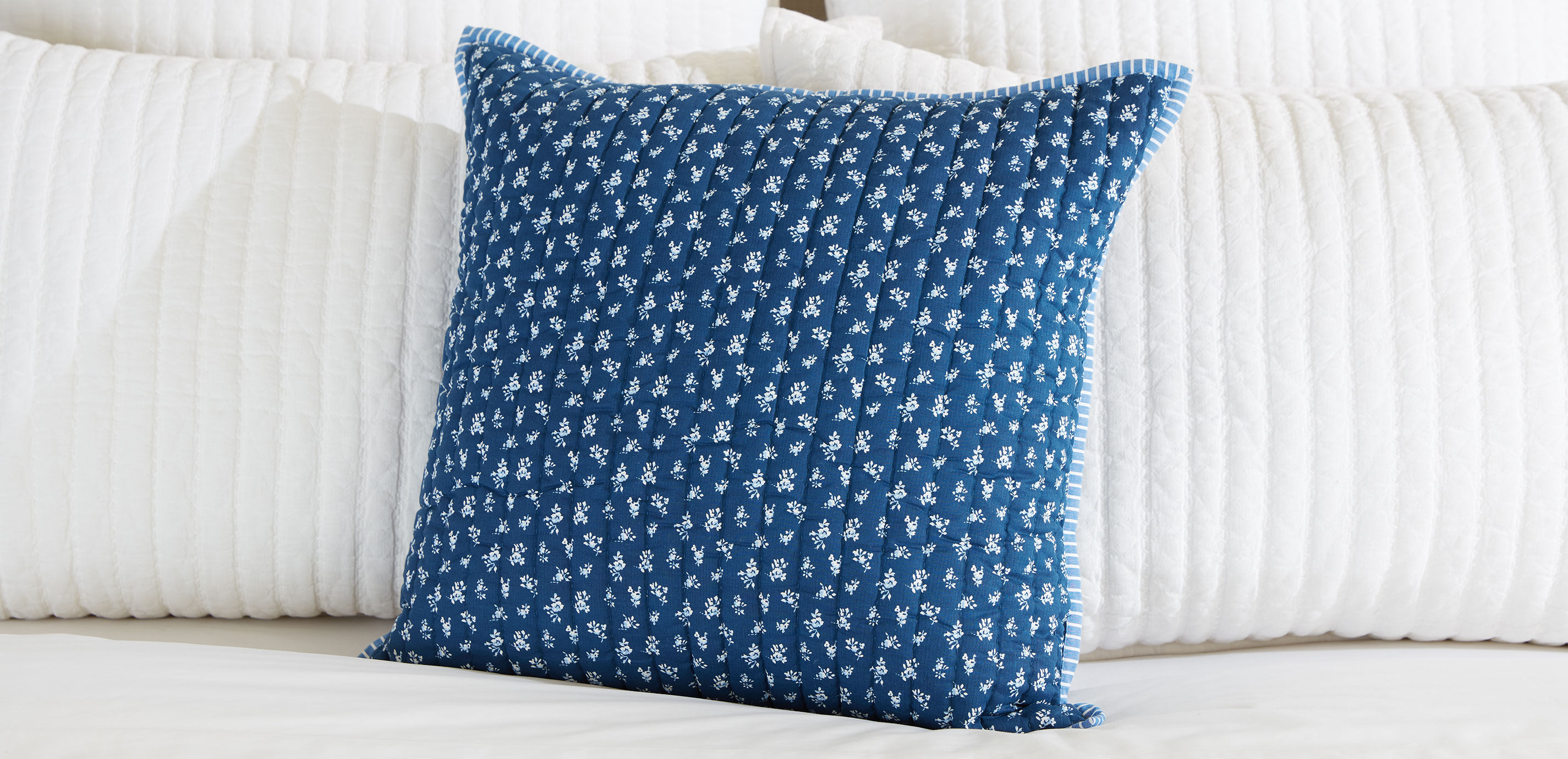 Navy and White Floral Pillow_2