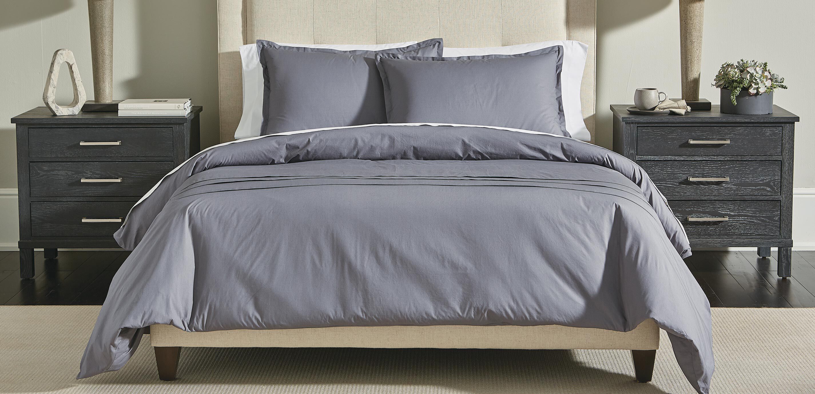 Pleated Percale Duvet Cover and Sham