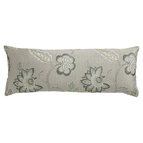 Silver Floral Embroidered Bolster Pillow image
