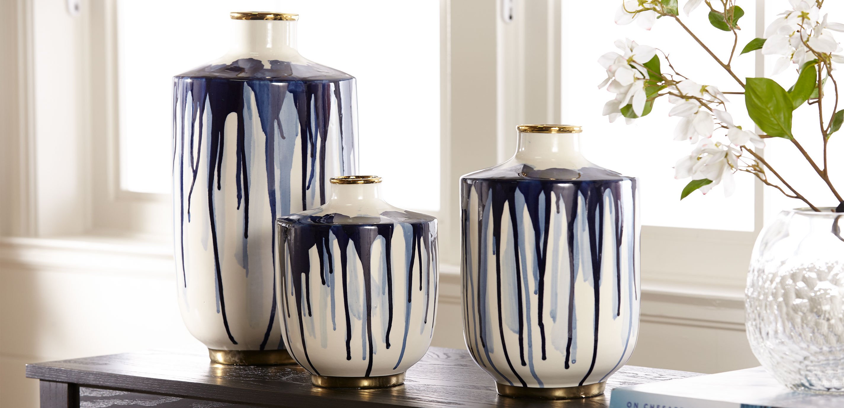 Danya Blue Ceramic Drip Vase_3