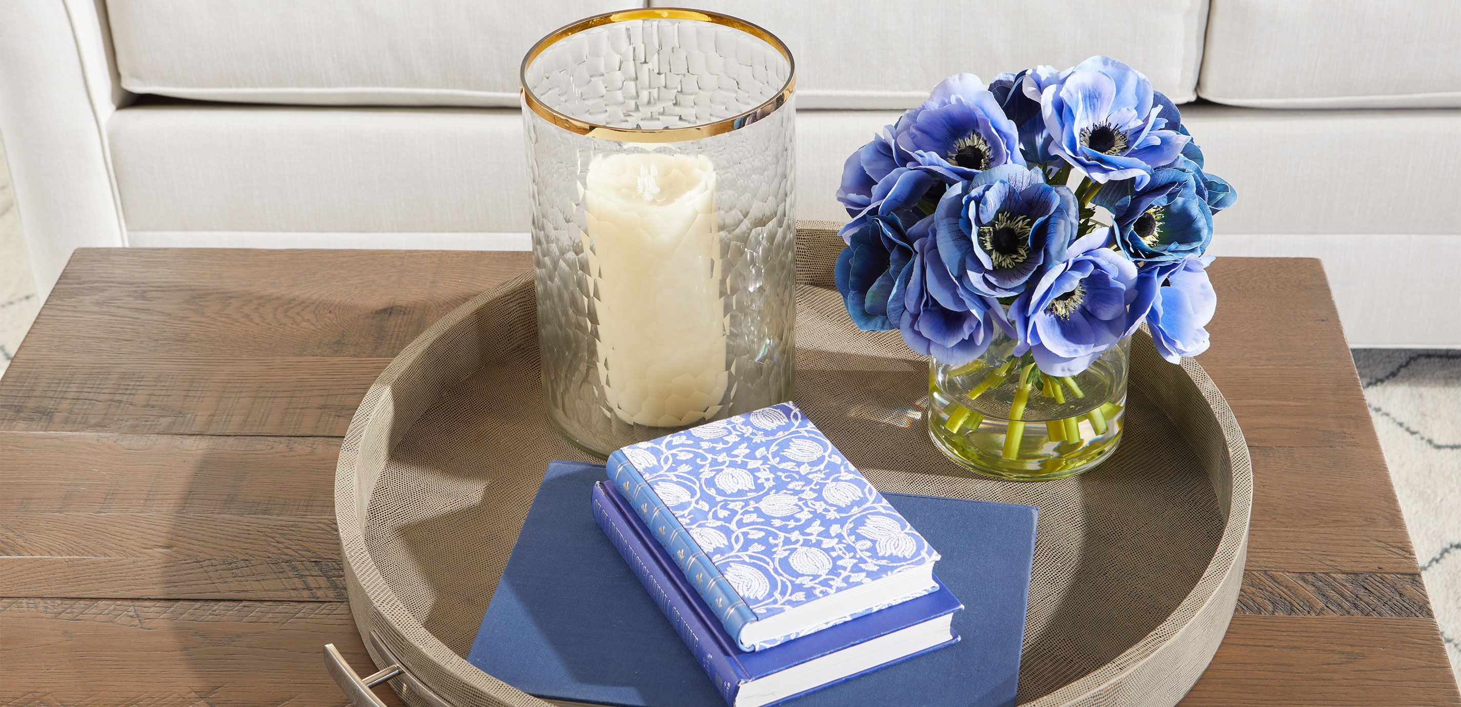 Deep Blue Anemone Bouquet in Cylinder Vase_7