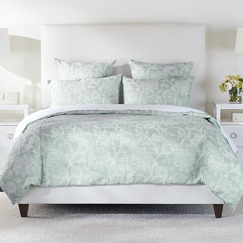 Floral Jacquard Duvet Cover and Shams Set, Aqua image