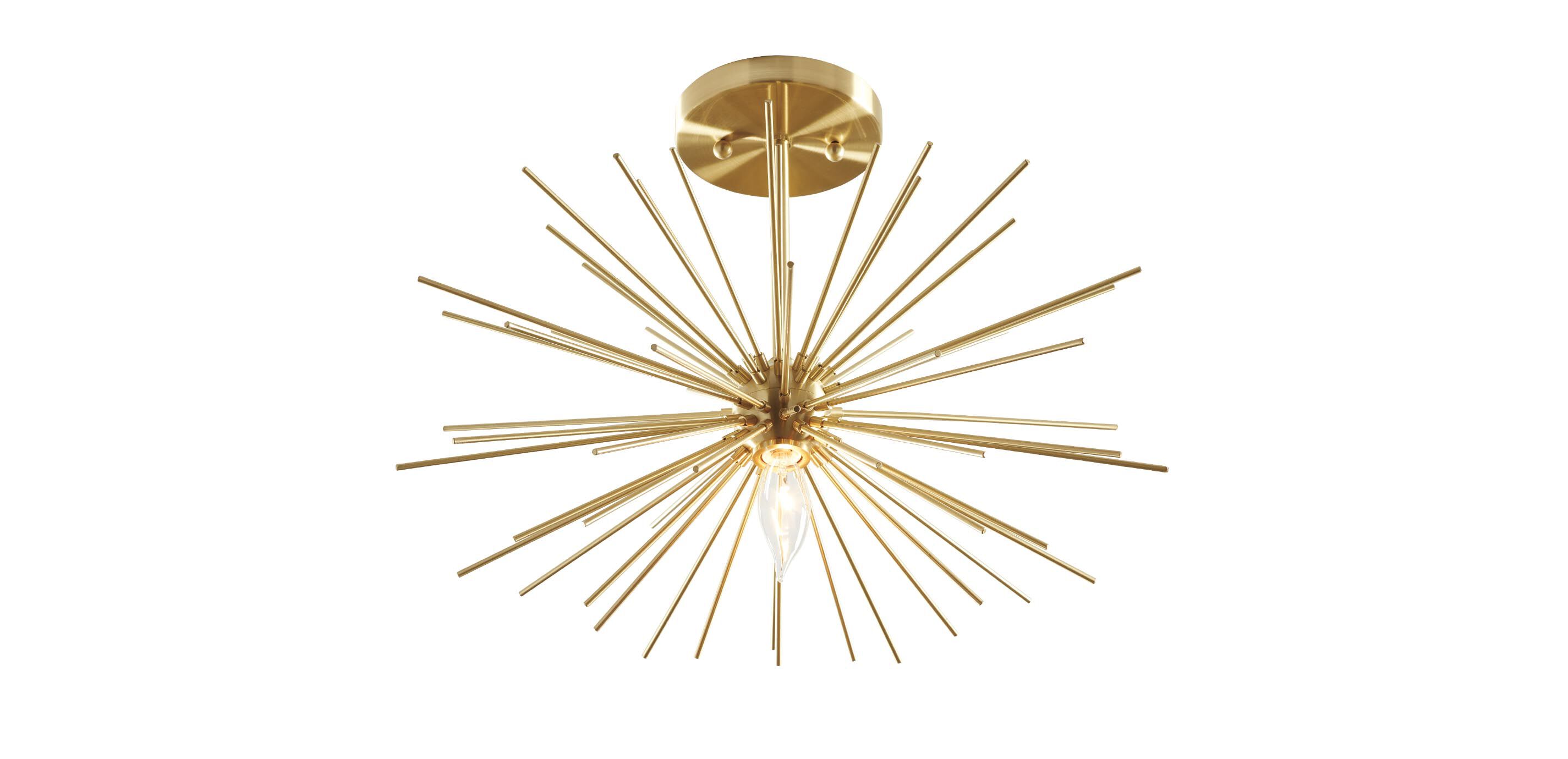 Starburst Brass Semi-Flush Ceiling Light_3