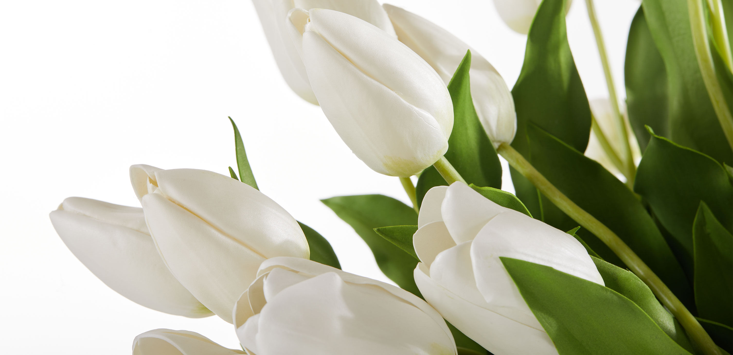 White Tulip Centerpiece in Linear Glass Vase_6