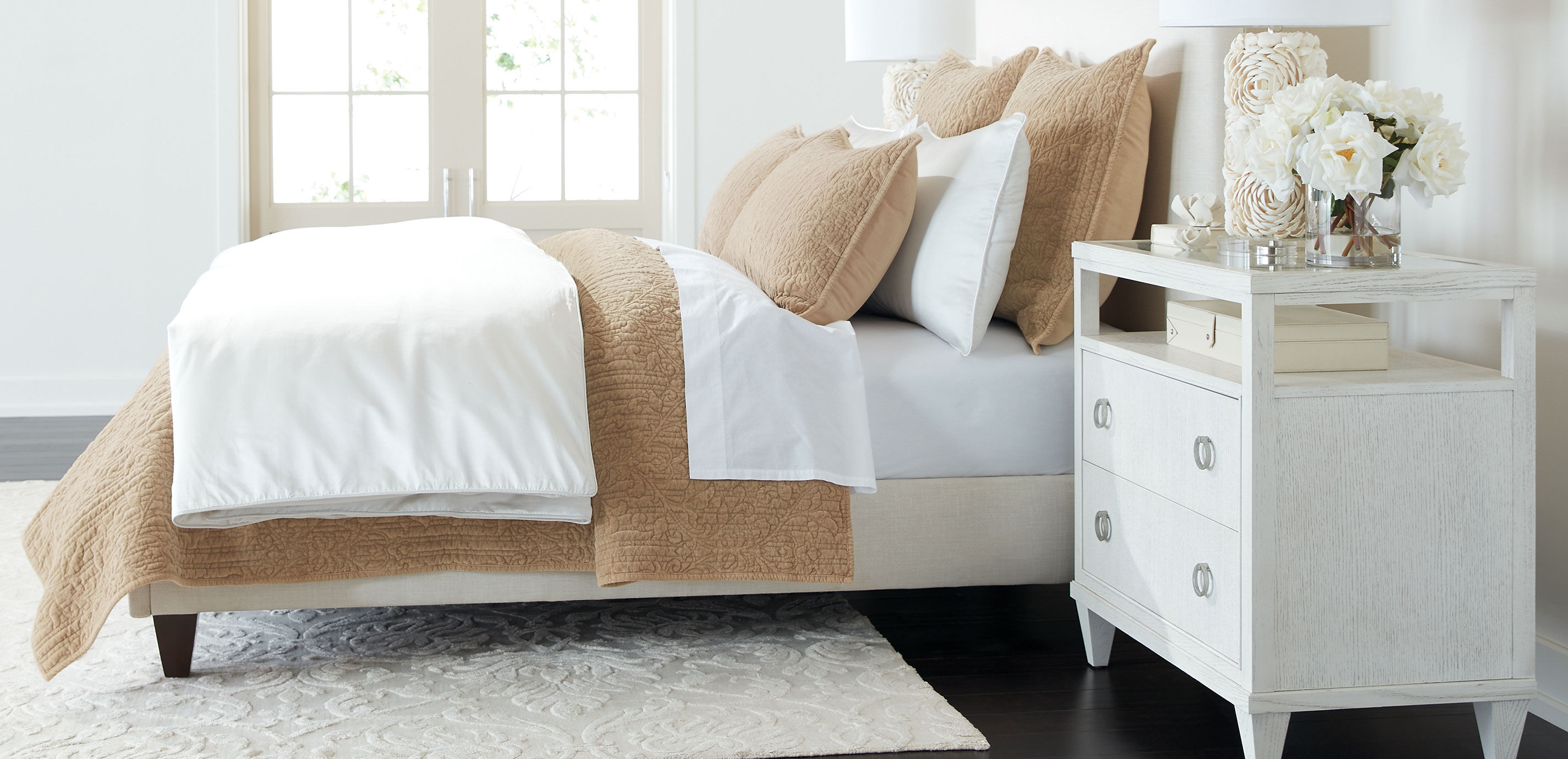 Garment-Dyed Velvet Quilted Coverlet Set, Tan_4