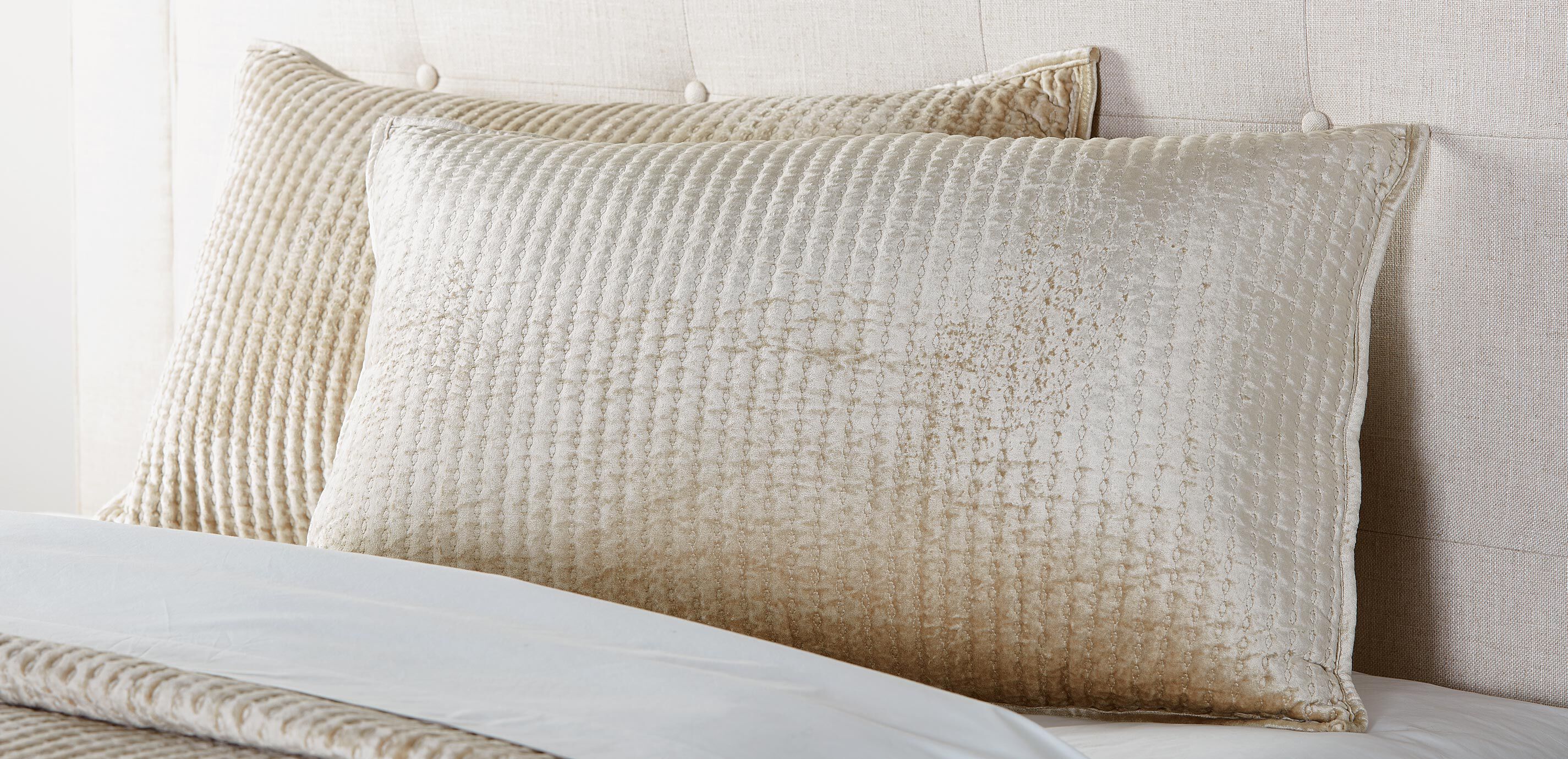 Velvet Quilted Sham, Champagne