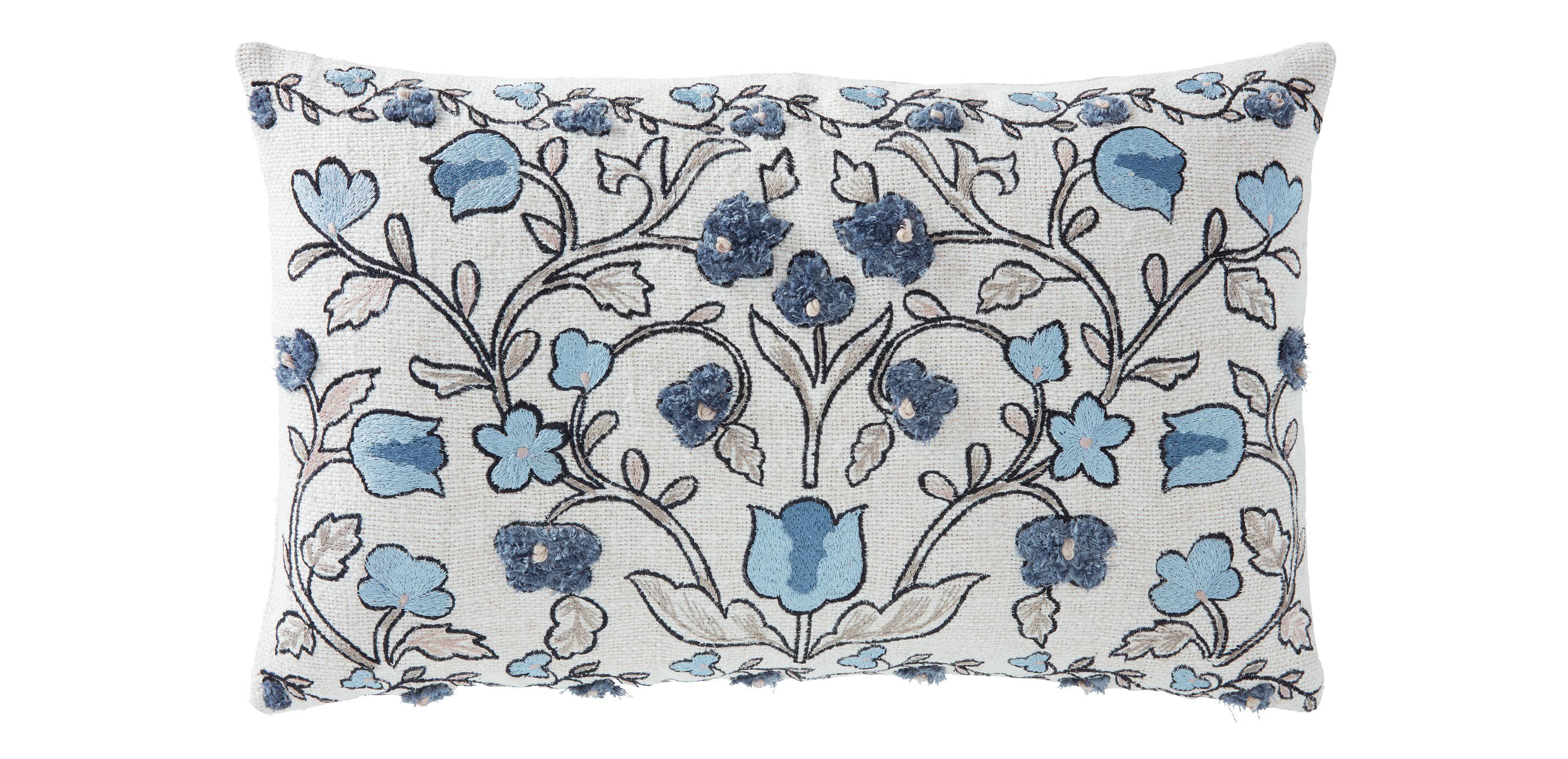 Embroidered Eyelash Fringe Pillow