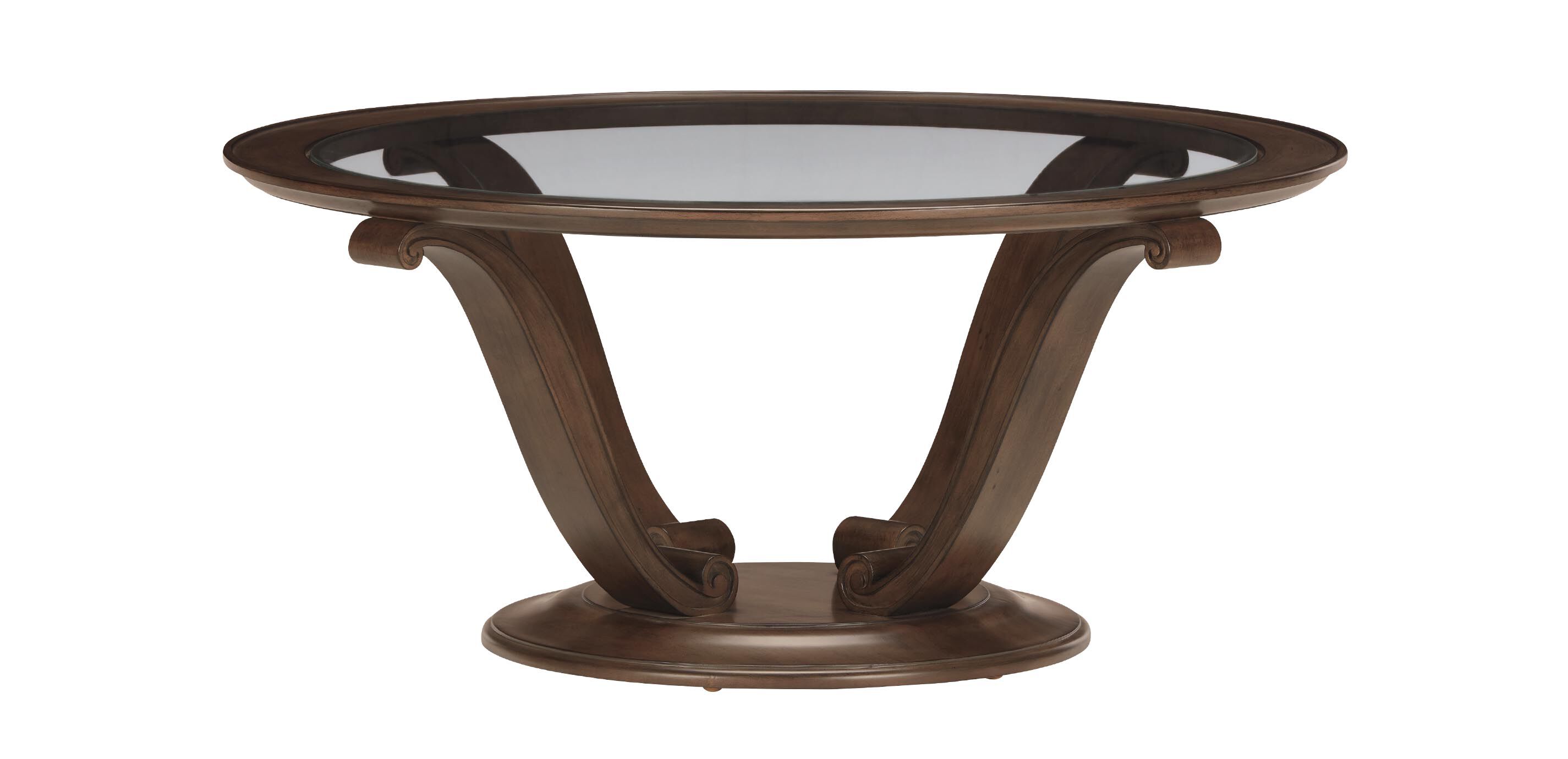 Camille Round Glass-Top Scroll-Base Coffee Table_3