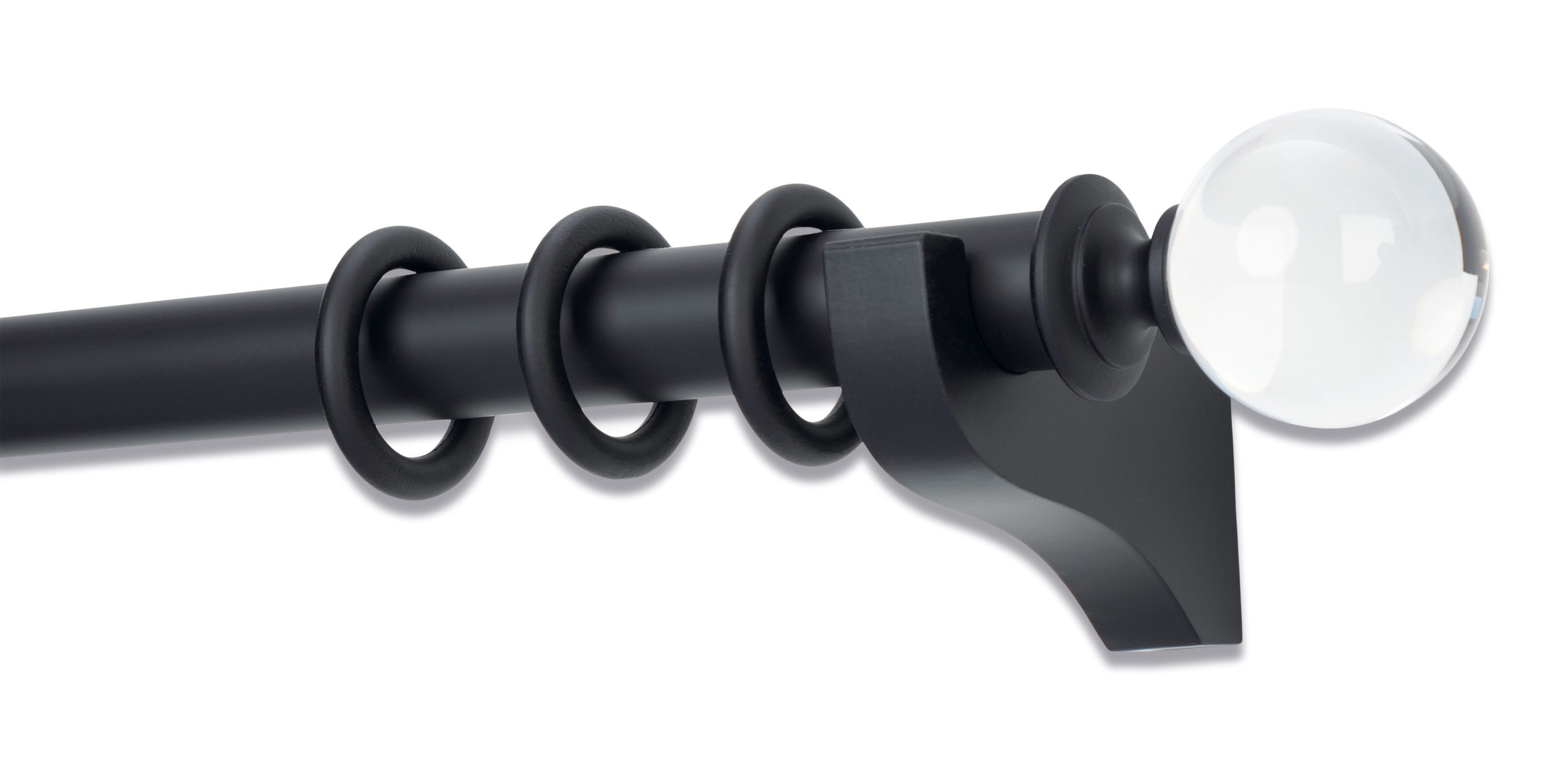 Painted Wood Drapery Hardware Set with Acrylic Ball Finial