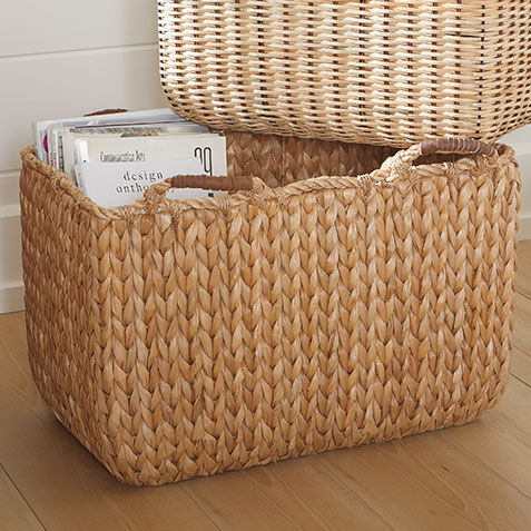 Seagrass Basket with Leather-Wrapped Handle Product Tile Hover Image 432473   NAT
