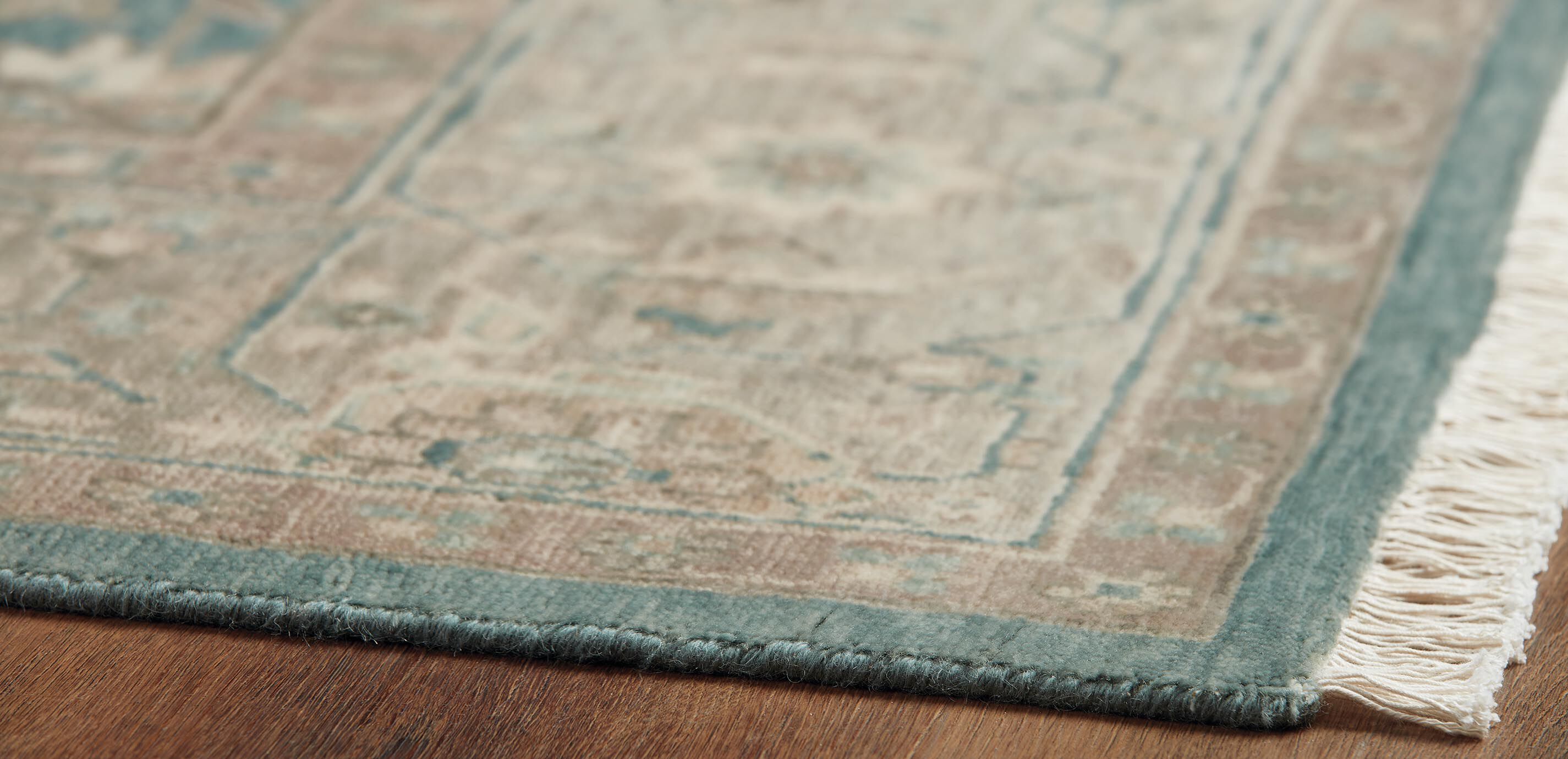 Mughal Mahal Sea Blue Floral Rug_3