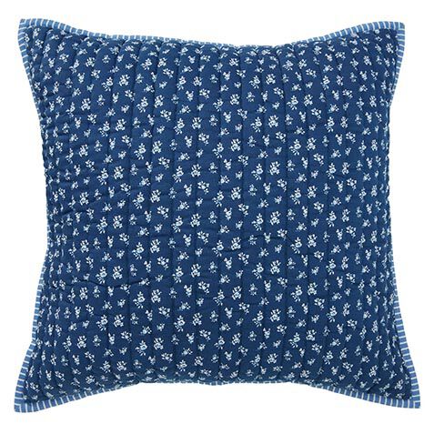 Navy and White Floral Pillow image