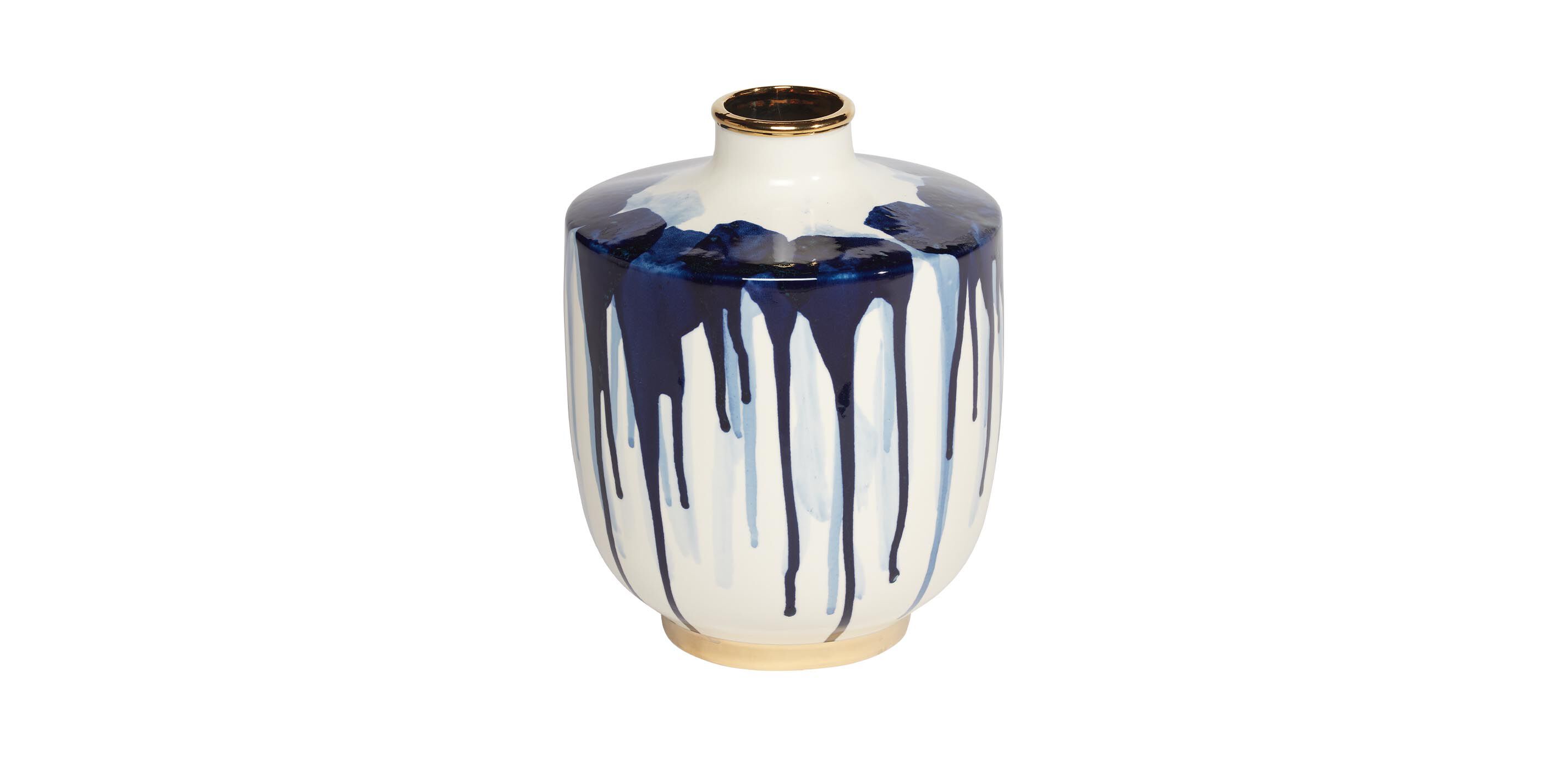 Danya Blue Ceramic Drip Vase_1