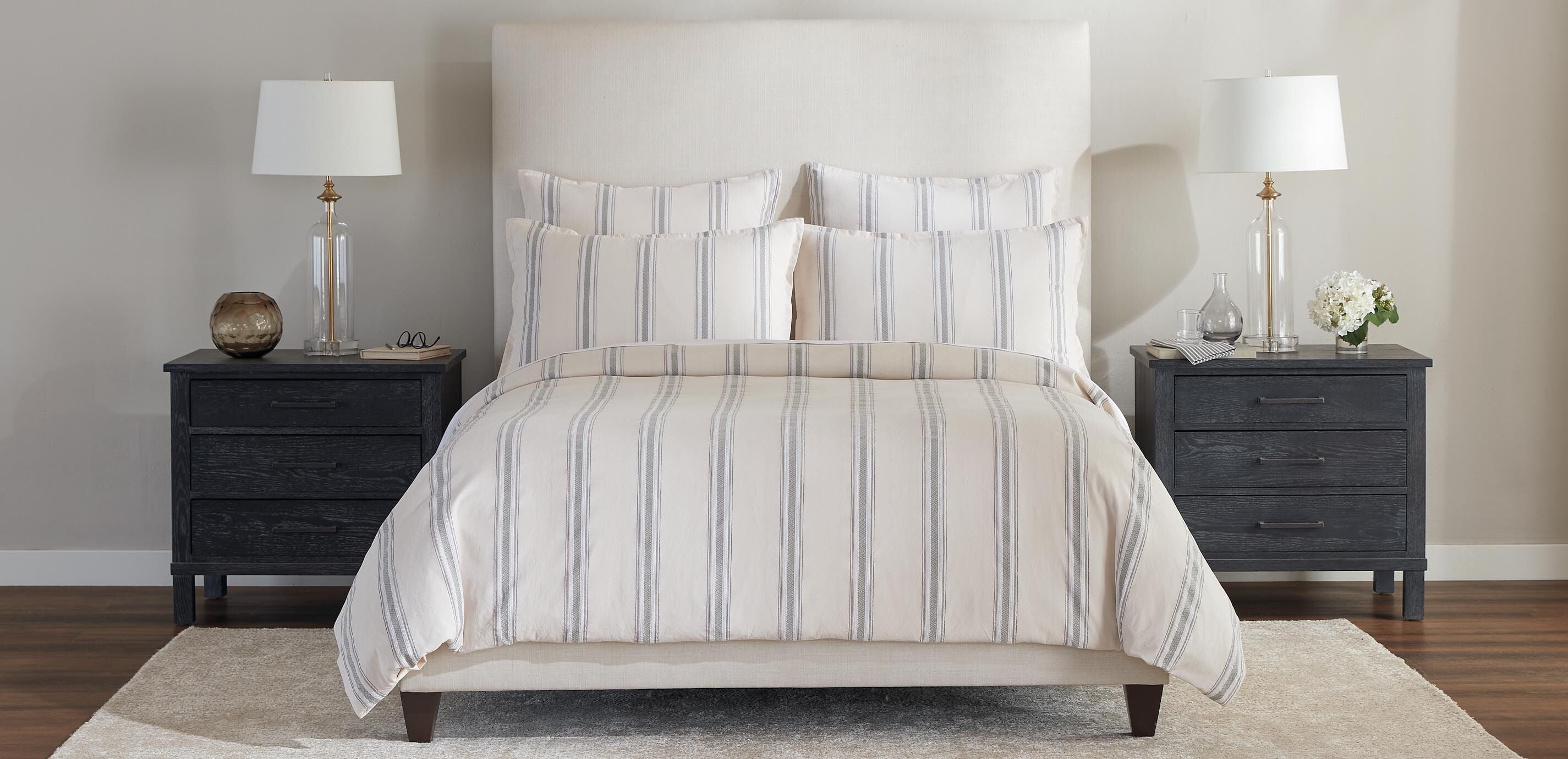 Garment-Washed Stripe Duvet Cover and Shams Set