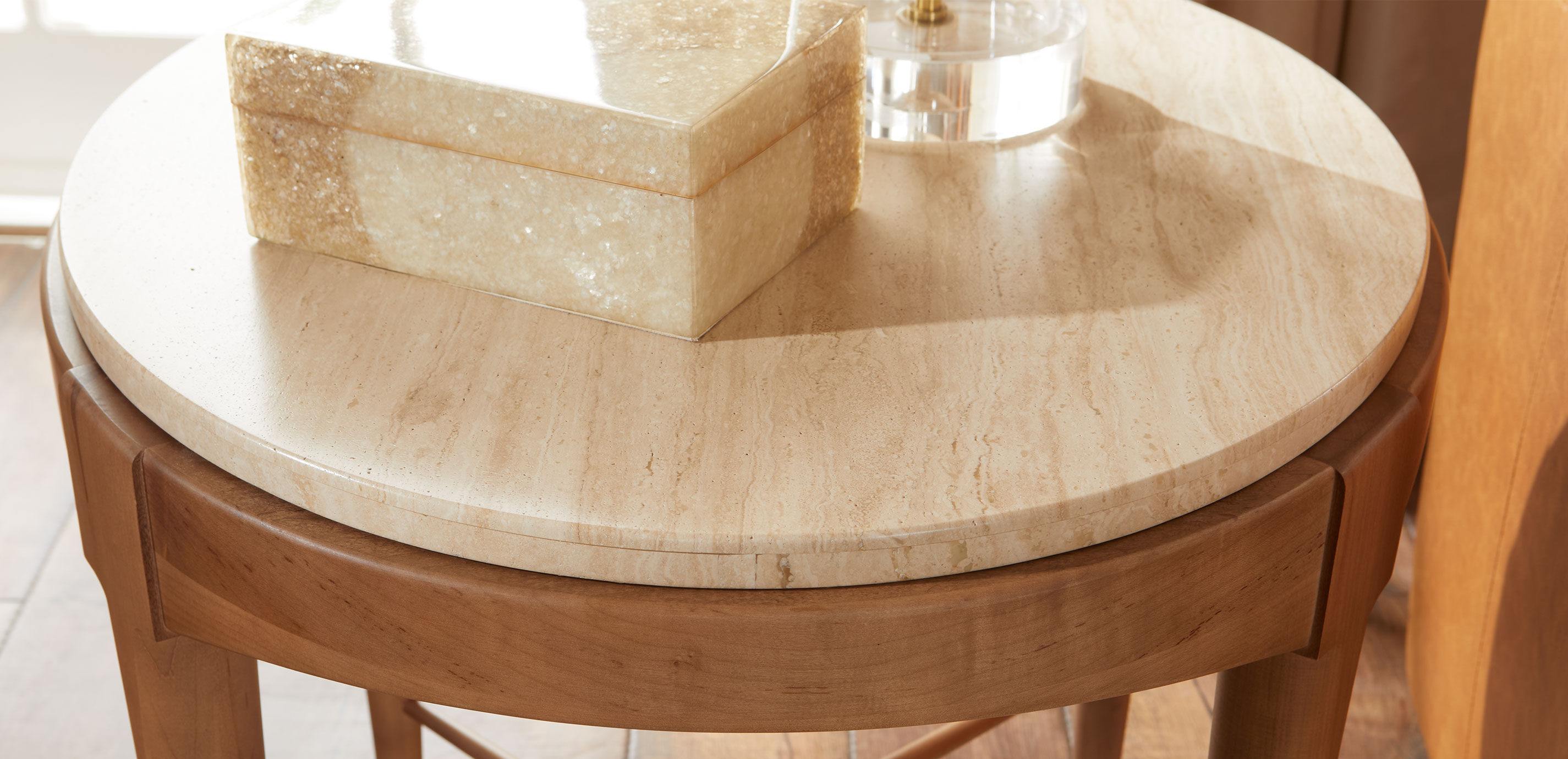 Draper Oval Travertine End Table_6