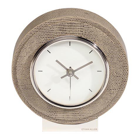 Reptile-Patterned Leather Desk Clock image