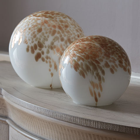 Speckled Glass Spheres, Set of 2 Product Tile Hover Image 432456B  WHT