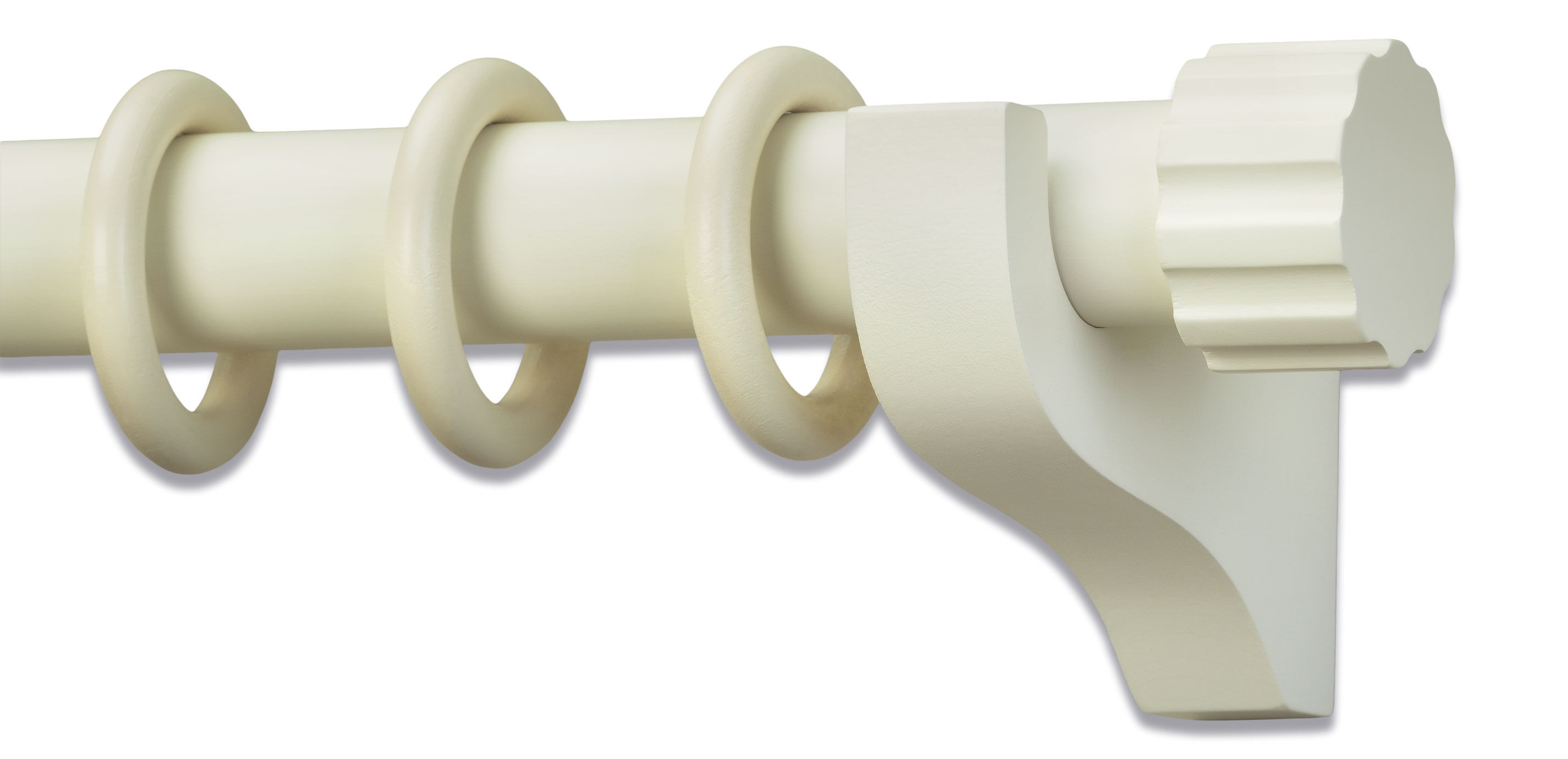 Painted Wood Drapery Hardware Set with Ribbed End Cap Finial