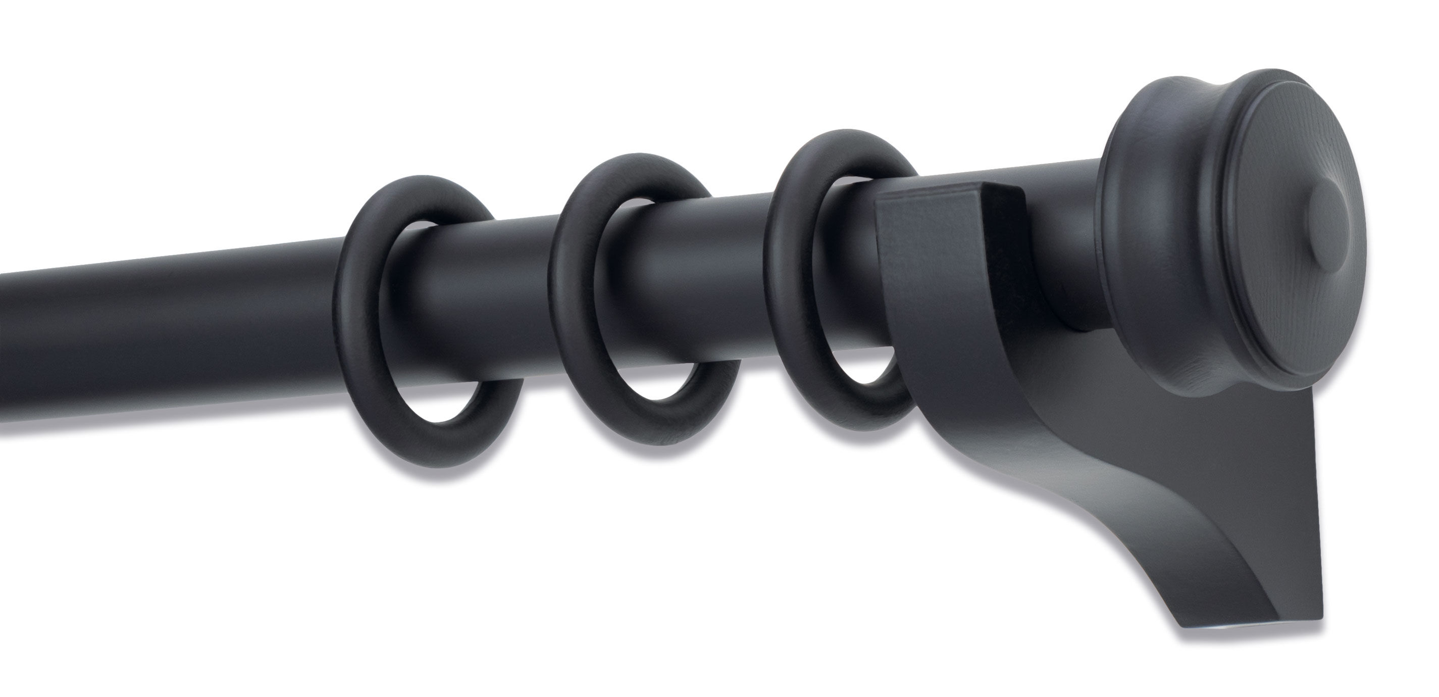 Painted Wood Drapery Hardware Set with Cuffed End Cap Finial