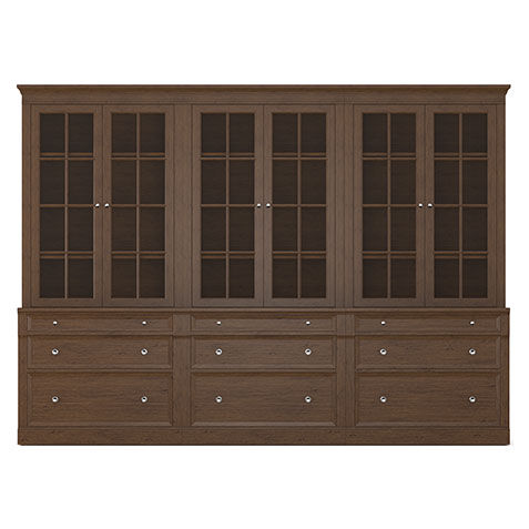 Continental Triple File Bookcase, Glass Doors image