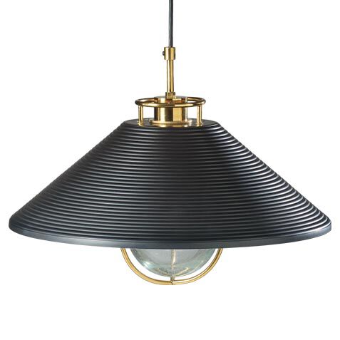 Dune Black-and-Brass Ribbed Pendant Light image