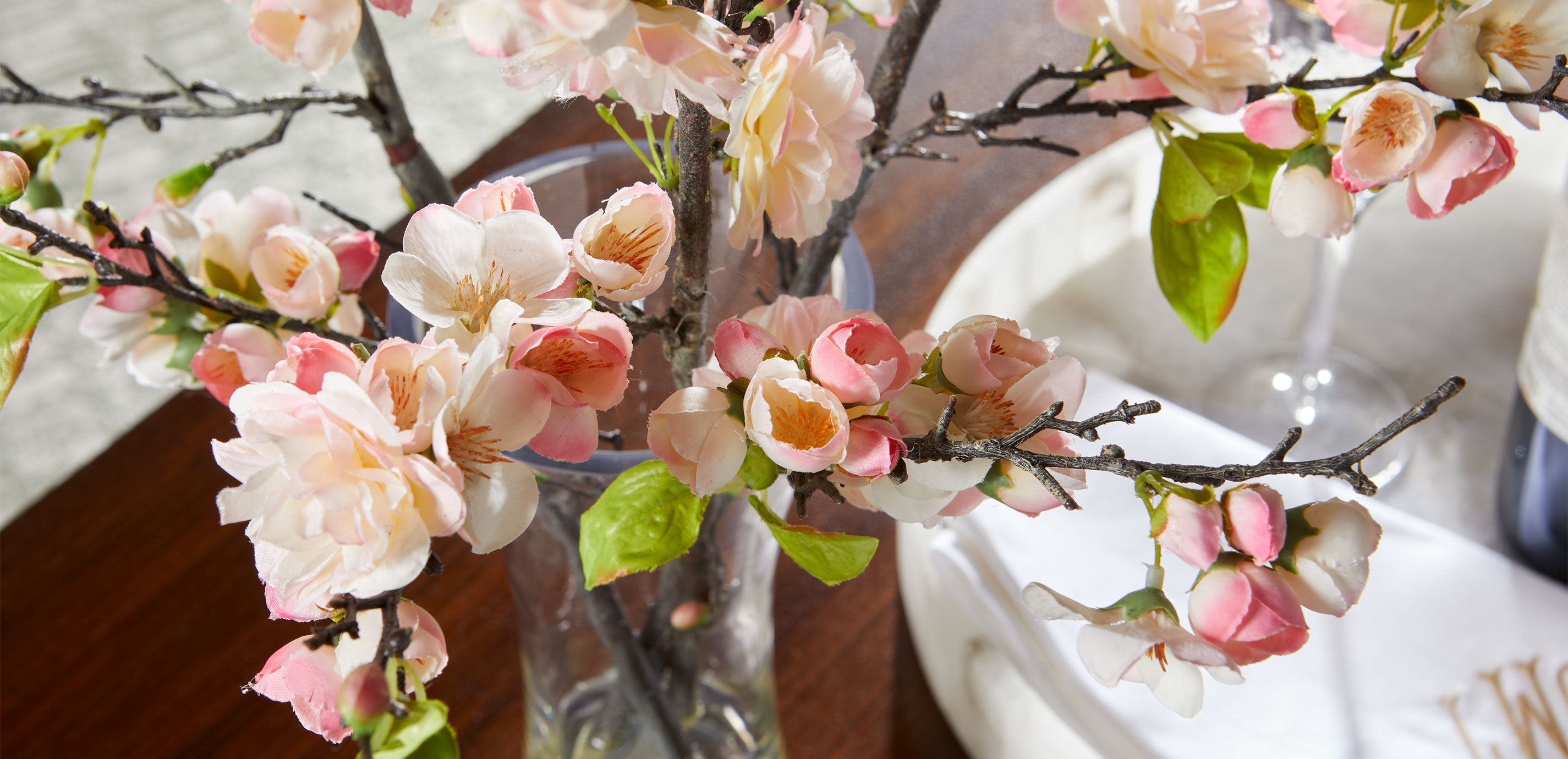 Pink Cherry Blossom Arrangement in Hourglass Vase_5