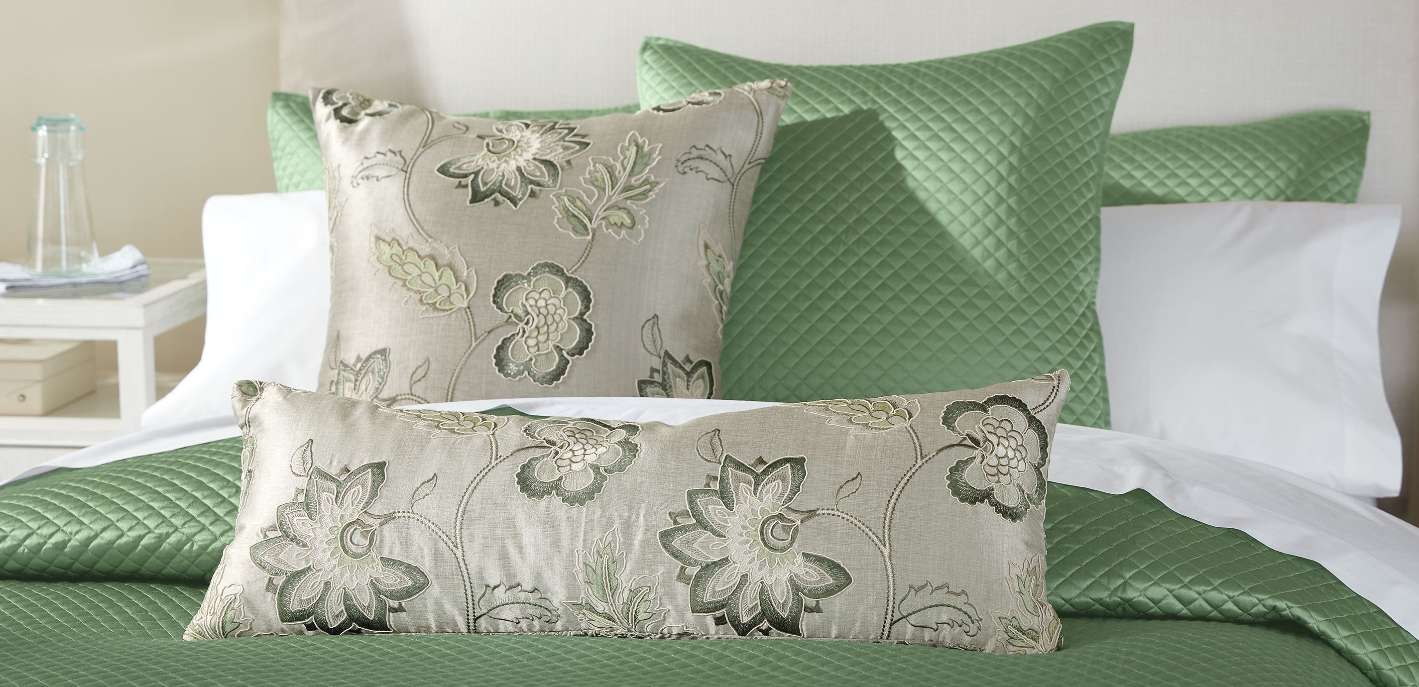 Silver Floral Embroidered Bolster Pillow_2