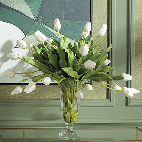 White Tulip Bouquet in Cut-Glass Vase Product Tile Hover Image 443771   WHT