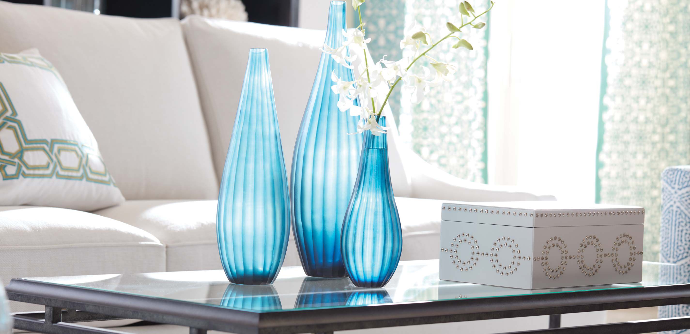 Small Teal Ribbed Vase_10