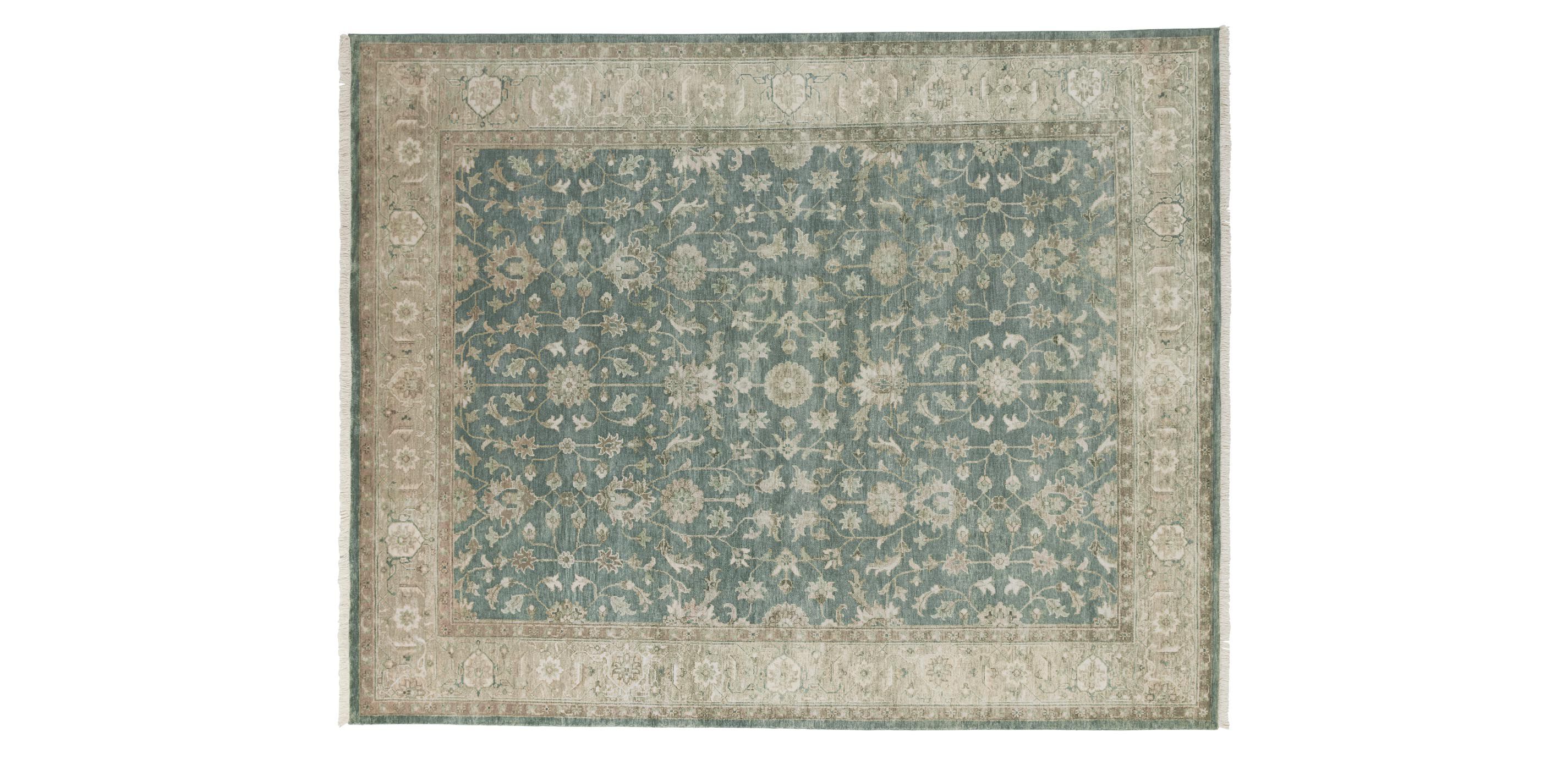 Mughal Mahal Sea Blue Floral Rug