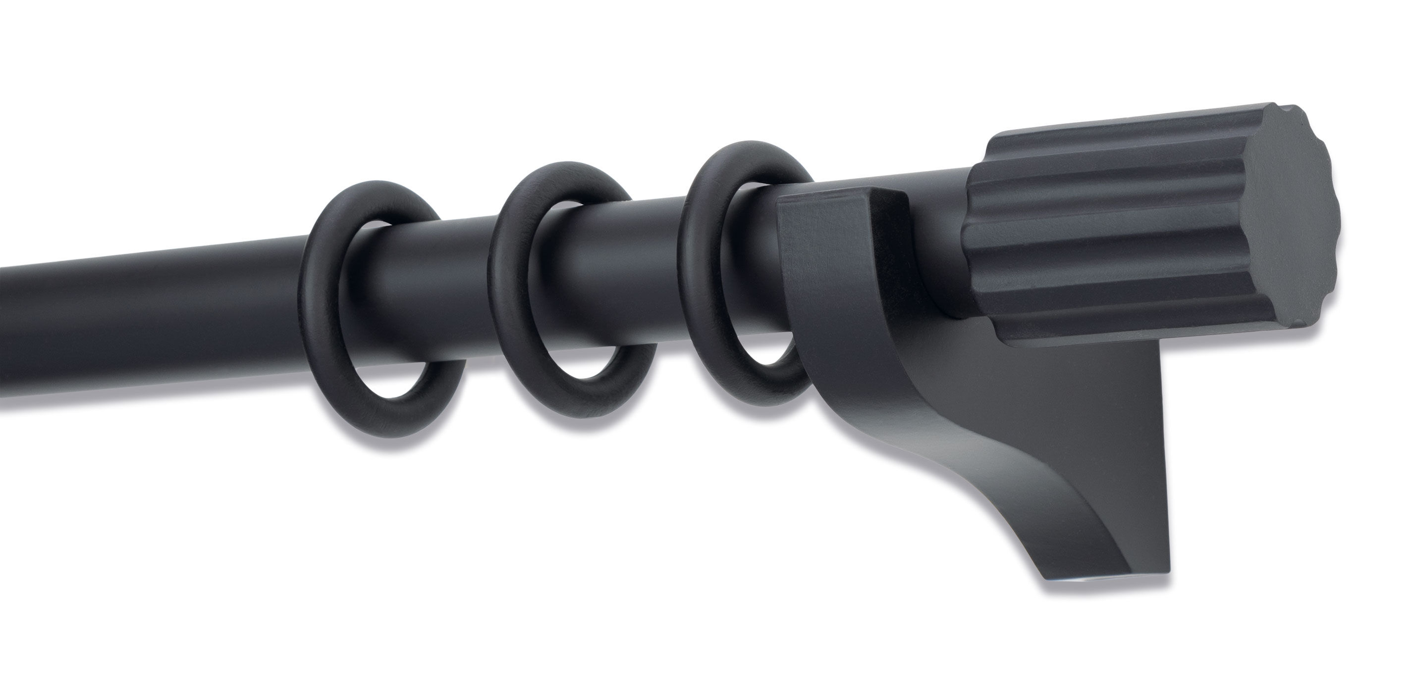 Painted Wood Drapery Hardware Set with Ribbed Cylinder Finial