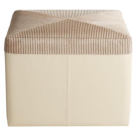 Pinstripe Hide & Leather Pouf image