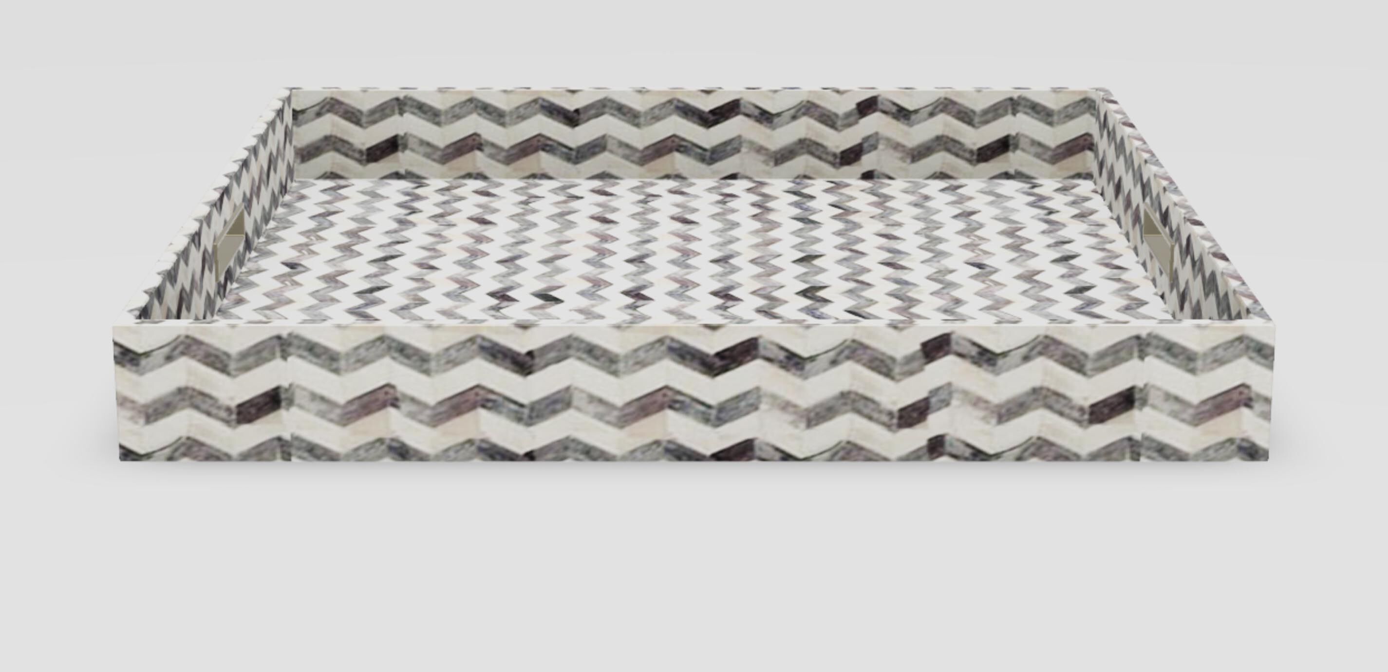 Chevron 24" Square Bone Tray 1