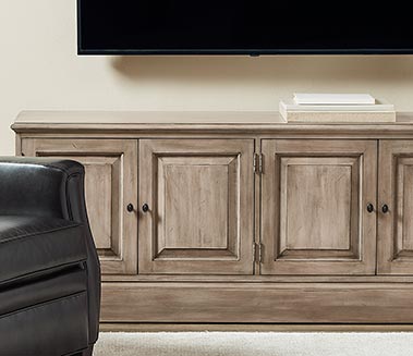 wood doors on media cabinet