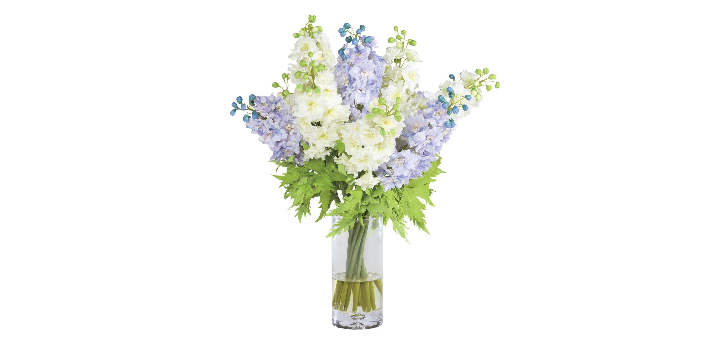 Blue & White Faux Delphinium Bouquet in Tall Vase | Ethan Allen