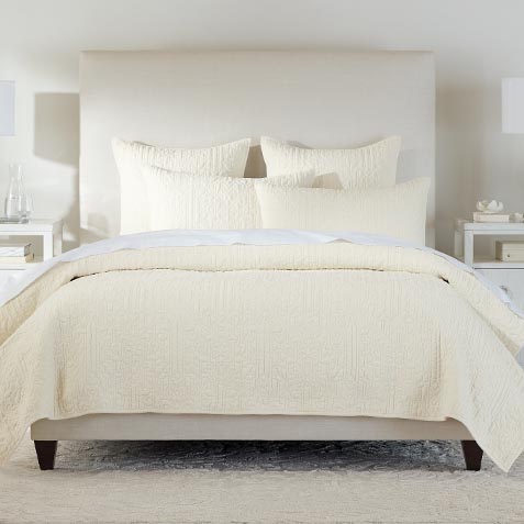 Garment-Dyed Velvet Quilted Coverlet and Shams Set, Ivory Product Thumbnail