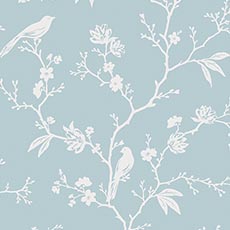 Blue/White swatch Songbird Wallpaper