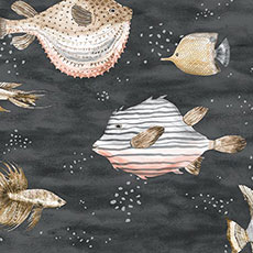 Silver swatch Friendly Fish Wallpaper