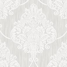 White swatch Dillon Damask Wallpaper