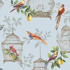 Blue swatch Birdcage Wallpaper