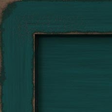 Aged Teal (304): Teal paint, highly worn edges show stained wood below, overall glazing, high sheen. swatch Ming Tall Display Cabinet