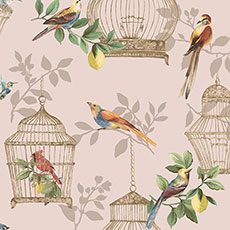 Pink swatch Birdcage Wallpaper