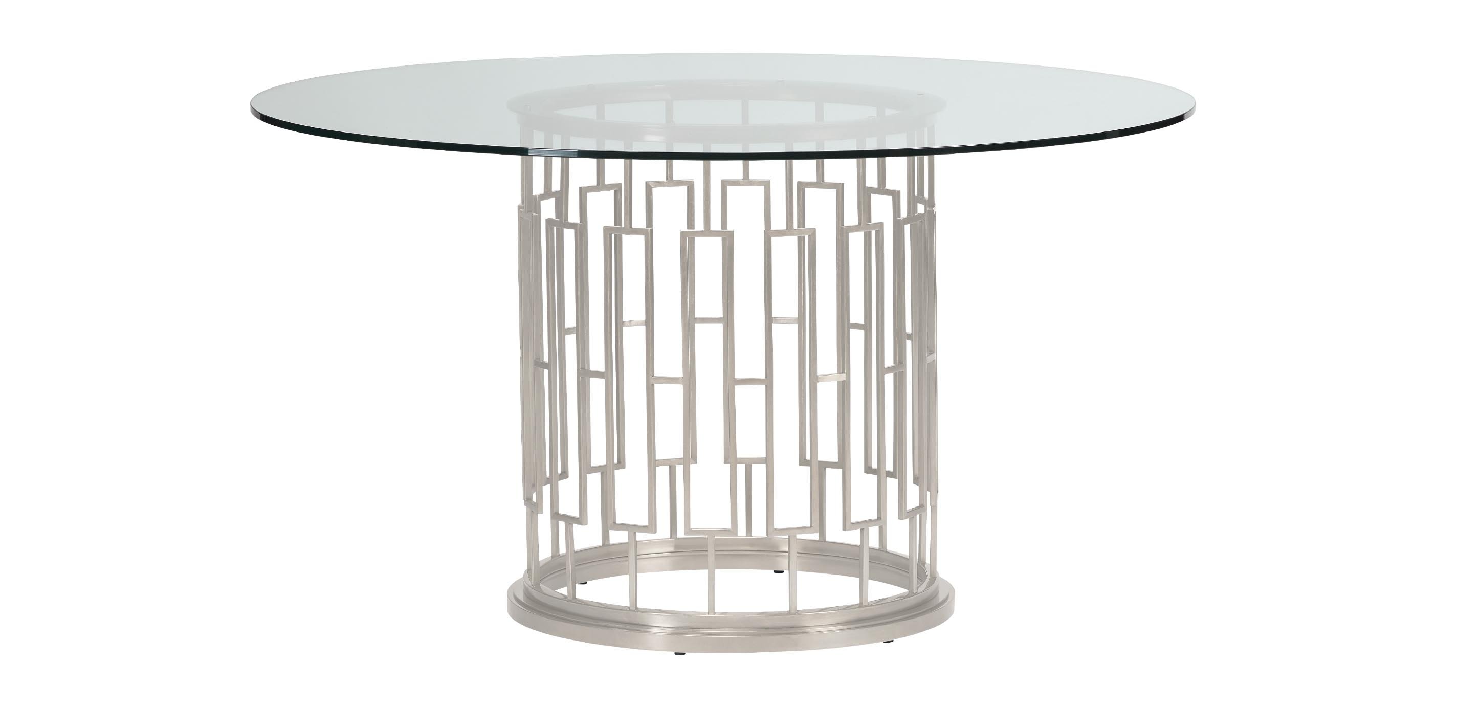 Teresa Glass-Top Round Dining Table: Metal Base Ethan Allen