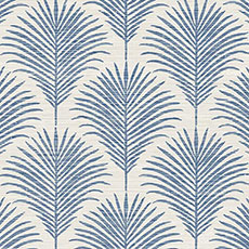 Blue/White swatch Leafy Wallpaper