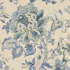 Georgina Mineral (44880): large scale printed Jacobean Floral swatch Georgina Antique Fabric By the Yard