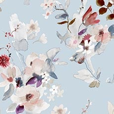 Blue swatch Summer Bouquet Floral Wallpaper