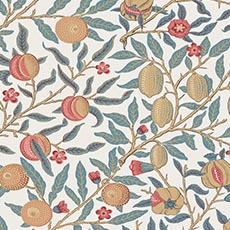 Ocean Blue/White swatch Fruiting Tree Wallpaper