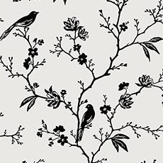 Silver/Black swatch Songbird Wallpaper